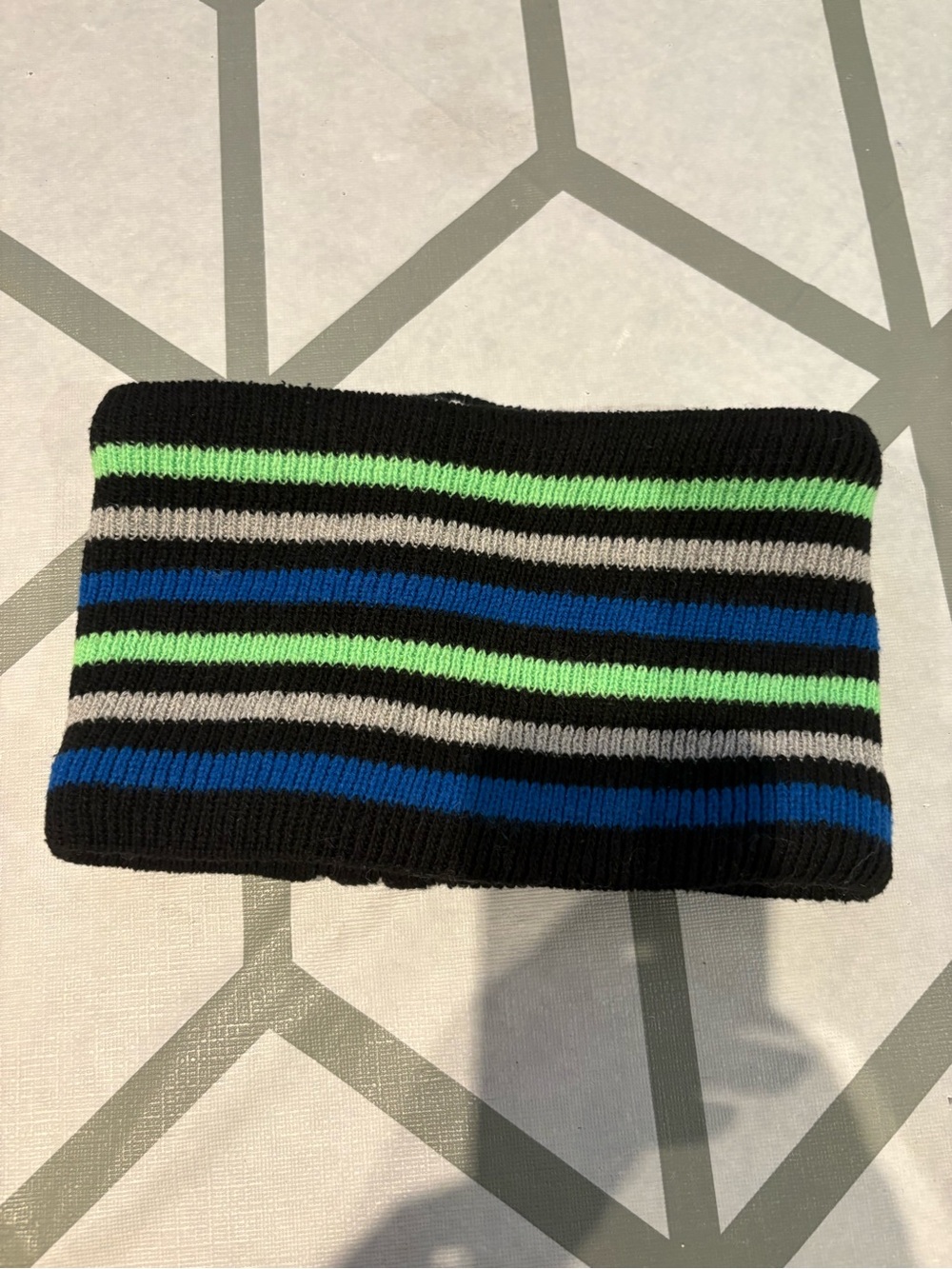 3/15$ Kids Striped Knit Headband - Black, Blue & Green